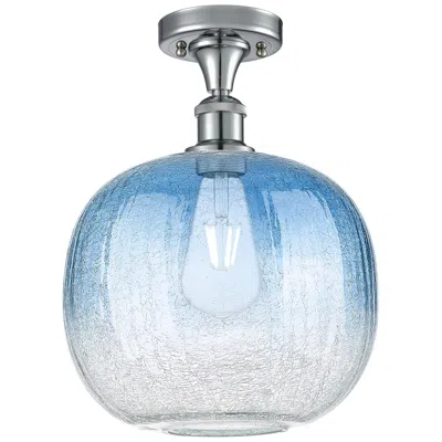 Innovations Lighting Ballston Brookhaven Sphere 11"w Chrome Semi-flush W/ Sapphire Shade In Blue