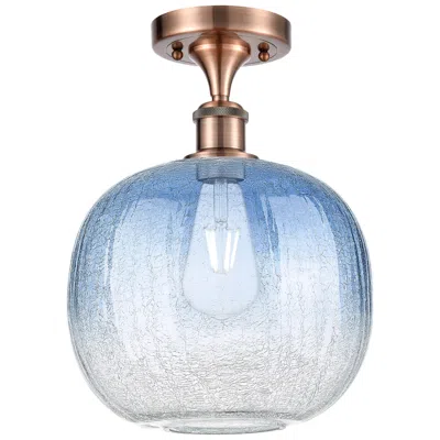 Innovations Lighting Ballston Brookhaven Sphere 11"w Copper Semi-flush W/ Sapphire Shade In Blue