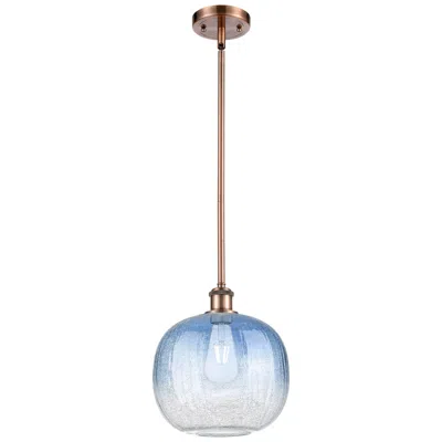Innovations Lighting Ballston Brookhaven Sphere 11"w Copper Stem Pendant W/ Sapphire Shade In Gold