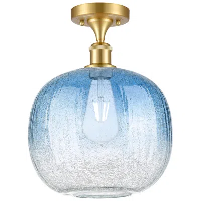 Innovations Lighting Ballston Brookhaven Sphere 11"w Gold Semi-flush W/ Sapphire Shade