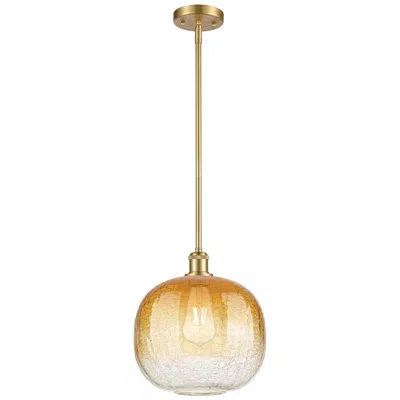 Innovations Lighting Ballston Brookhaven Sphere 11"w Gold Stem Mini Pendant W/ Amber Shade In Brown