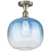 Innovations Lighting Ballston Brookhaven Sphere 11"w Nickel Semi-flush W/ Sapphire Shade In Silver