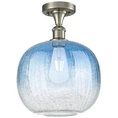 Innovations Lighting Ballston Brookhaven Sphere 11"w Nickel Semi-flush W/ Sapphire Shade In Silver