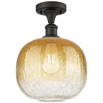 Innovations Lighting Ballston Brookhaven Sphere 11"w Oiled Bronze Semi-flush W/ Amber Shade
