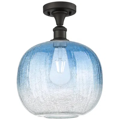 Innovations Lighting Ballston Brookhaven Sphere 11"w Oiled Bronze Semi-flush W/ Sapphire Shade
