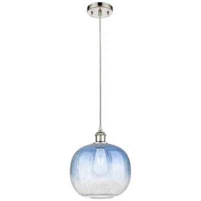 Innovations Lighting Ballston Brookhaven Sphere 11"w Polished Nickel Cord Pendant W/ Blue Shade