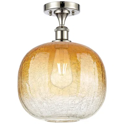 Innovations Lighting Ballston Brookhaven Sphere 11"w Polished Nickel Semi-flush W/ Amber Shade