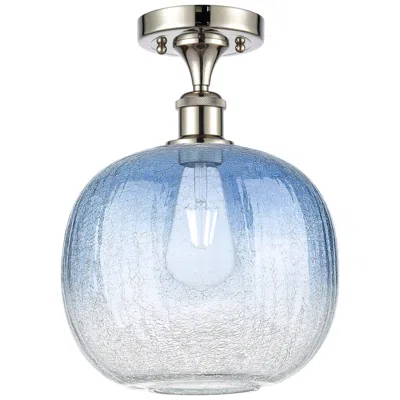 Innovations Lighting Ballston Brookhaven Sphere 11"w Polished Nickel Semi-flush W/ Blue Shade