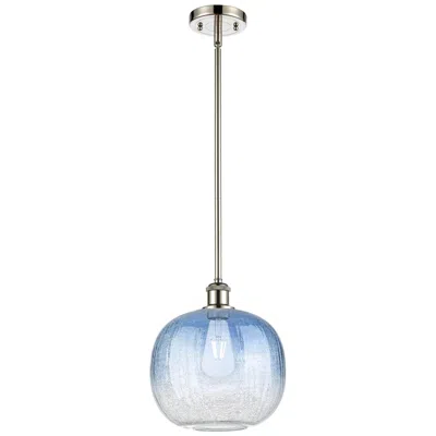 Innovations Lighting Ballston Brookhaven Sphere 11"w Polished Nickel Stem Pendant W/ Blue Shade
