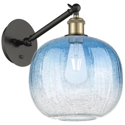 Innovations Lighting Ballston Brookhaven Sphere 12"h Black Brass Swivel Sconce W/ Sapphire Shade