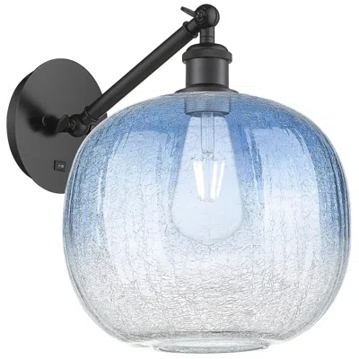 Innovations Lighting Ballston Brookhaven Sphere 12"h Black Swivel Sconce W/ Sapphire Shade