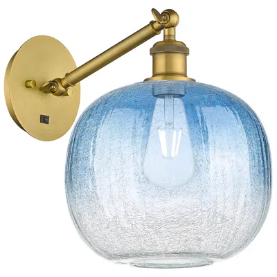 Innovations Lighting Ballston Brookhaven Sphere 12"h Brush Brass Swivel Sconce W/ Sapphire Shade