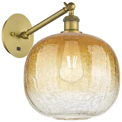 Innovations Lighting Ballston Brookhaven Sphere 12"h Brushed Brass Swivel Sconce W/ Amber Shade