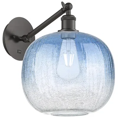 Innovations Lighting Ballston Brookhaven Sphere 12"h Oiled Bronze Swivel Sconce W/ Blue Shade