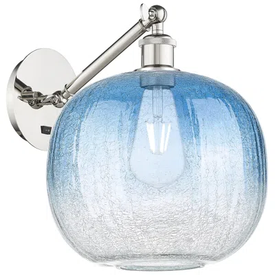 Innovations Lighting Ballston Brookhaven Sphere 12"h Polished Nickel Swivel Sconce W/ Blue Shade
