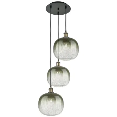 Innovations Lighting Ballston Brookhaven Sphere 17"w 3-lt Black Brass Cord Pendant W/ Slate