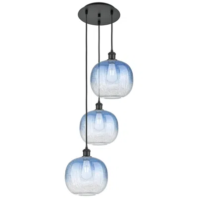 Innovations Lighting Ballston Brookhaven Sphere 17"w 3-lt Black Cord Pendant W/ Sapphire Shade In Blue