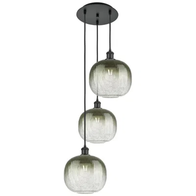 Innovations Lighting Ballston Brookhaven Sphere 17"w 3-lt Black Cord Pendant W/ Slate Shade