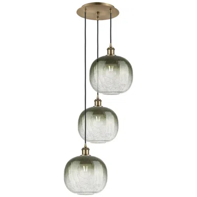 Innovations Lighting Ballston Brookhaven Sphere 17"w 3-lt Brass Cord Pendant W/ Slate Shade