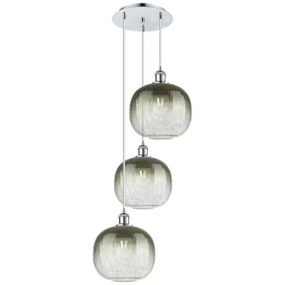 Innovations Lighting Ballston Brookhaven Sphere 17"w 3-lt Chrome Cord Pendant W/ Slate Shade