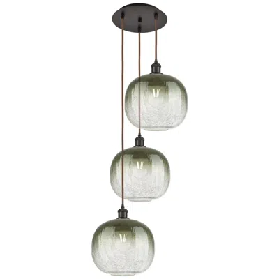 Innovations Lighting Ballston Brookhaven Sphere 17"w 3-lt Oil Bronze Cord Pendant W/ Slate Shade
