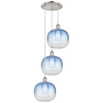 Innovations Lighting Ballston Brookhaven Sphere 17"w 3-lt Polish Nickel Cord Pendant W/ Blue