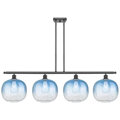 Innovations Lighting Ballston Brookhaven Sphere 49"w 4-lt Chrome Stem Island Light W/ Blue Shade