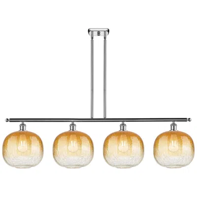 Innovations Lighting Ballston Brookhaven Sphere 49"w 4-lt Chrome Stem Island W/ Amber Shade