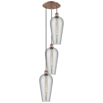 Innovations Lighting Ballston Chelsea 15"w 3 Light Copper Cord Pendant W/ Light Smoke Shade