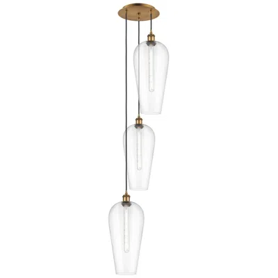 Innovations Lighting Ballston Chelsea 15"w 3-lt Brushed Brass Cord Pendant W/ Clear Shade