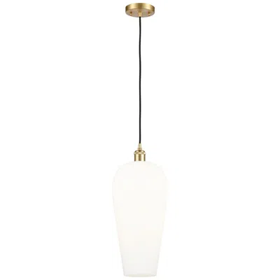 Innovations Lighting Ballston Chelsea 8" Wide Satin Gold Cord Hung Mini Pendant With White Shade
