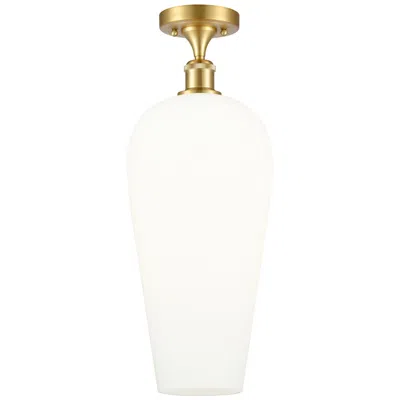 Innovations Lighting Ballston Chelsea 8" Wide Satin Gold Semi.flush Mount With White Shade