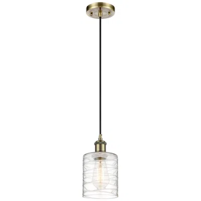 Innovations Lighting Ballston Cobbleskill 5" Antique Brass Corded Mini Pendant W/ Deco Shad