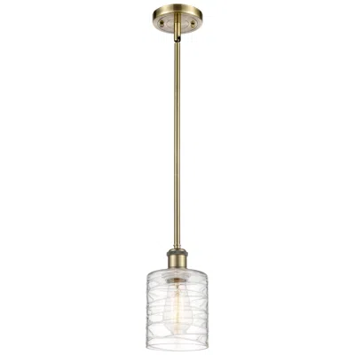 Innovations Lighting Ballston Cobbleskill 5" Antique Brass Mini Pendant W/ Deco Swirl Shade