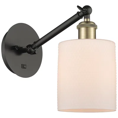 Innovations Lighting Ballston Cobbleskill 5" Incandescent Sconce - Black Brass - White Shad