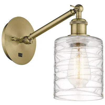 Innovations Lighting Ballston Cobbleskill 5" Incandescent Sconce - Brass - Deco Swirl Shade