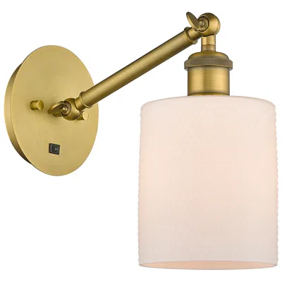 Innovations Lighting Ballston Cobbleskill 5" Incandescent Sconce - Brass Finish - White Sha