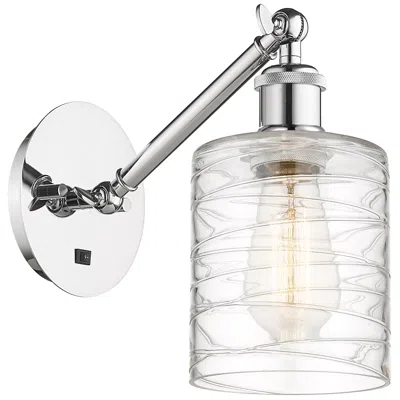 Innovations Lighting Ballston Cobbleskill 5" Incandescent Sconce - Chrome - Deco Swirl Shad