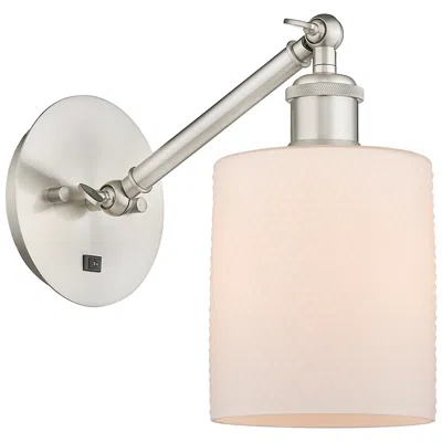 Innovations Lighting Ballston Cobbleskill 5" Incandescent Sconce - Nickel Finish - White Sh