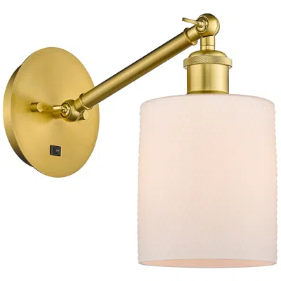 Innovations Lighting Ballston Cobbleskill 5" Led Sconce - Gold Finish - Matte White Shade