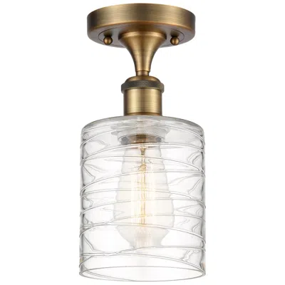 Innovations Lighting Ballston Cobbleskill 5" Led Semi-flush Mount - Brushed Brass - Deco Sw