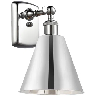 Innovations Lighting Ballston Cone 11.25"h Polished Chrome Led Sconce W/ Polished Chrome Sh In Silver