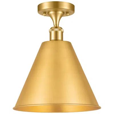 Innovations Lighting Ballston Cone  12" Led Semi-flush Mount - Satin Gold - Satin Gold Shad