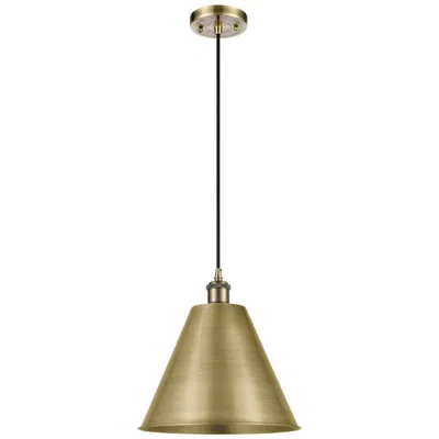 Innovations Lighting Ballston Cone 12"w Antique Brass Corded Mini Pendant W/ 12" Shade