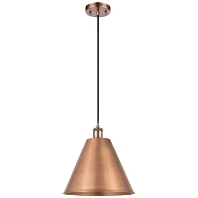 Innovations Lighting Ballston Cone 12"w Copper Corded Mini Pendant With 12" Shade Blac