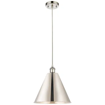 Innovations Lighting Ballston Cone 12"w Polished Nickel Corded Mini Pendant W/ 12" Sha