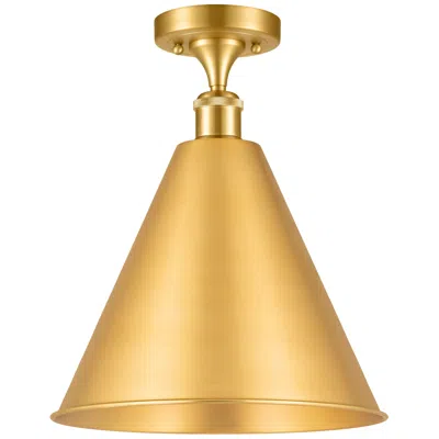 Innovations Lighting Ballston Cone  16" Led Semi-flush Mount - Satin Gold - Satin Gold Shad