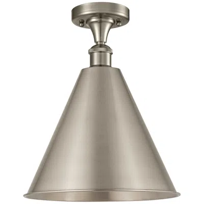 Innovations Lighting Ballston Cone  16" Led Semi-flush Mount - Satin Nickel - Satin Nickel