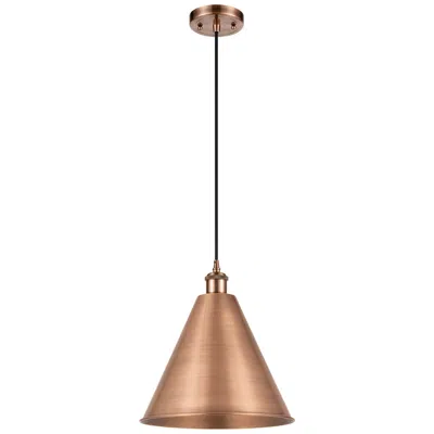 Innovations Lighting Ballston Cone 16" Wide Copper Corded Mini Pendant W/ Matte Black Shade