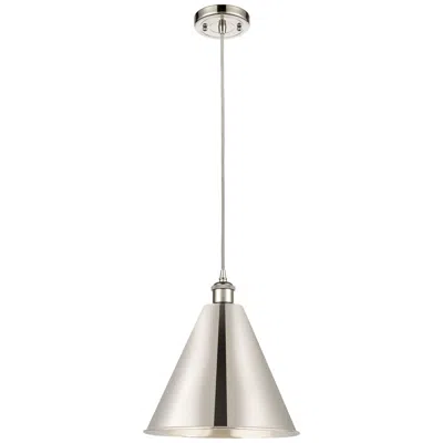 Innovations Lighting Ballston Cone 16"w Polished Nickel Corded Mini Pendant W/ Nickel Shade